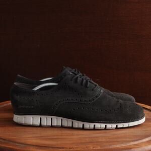 Cole Haan Oxfords Mens Size 12M Black Suede Zerogrand Wingtip Dress Shoes C30273